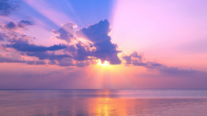 Sunrise over the sea and beach